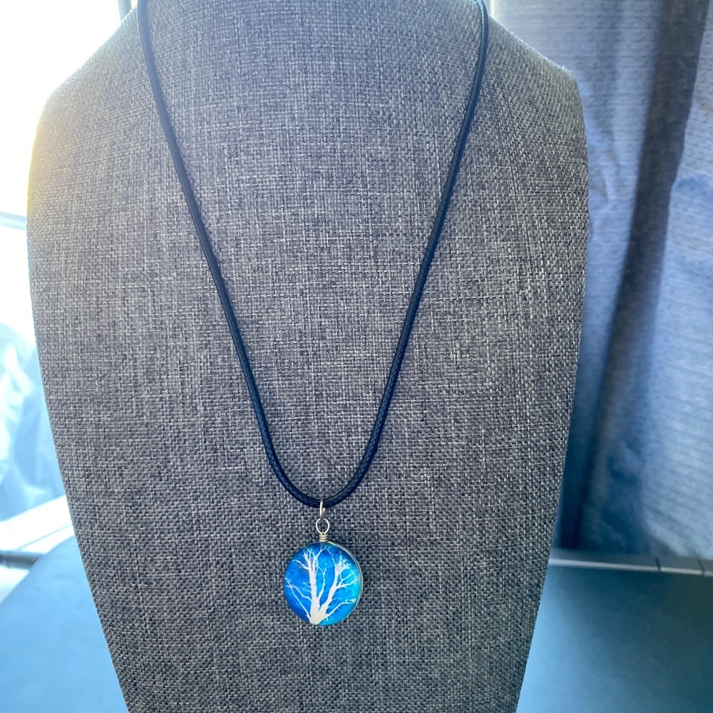 Tree of Life double sided glass dome necklace